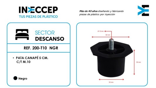 REF.200-T10 NGR-PATA CANAPÉ 5 CM CT M.10