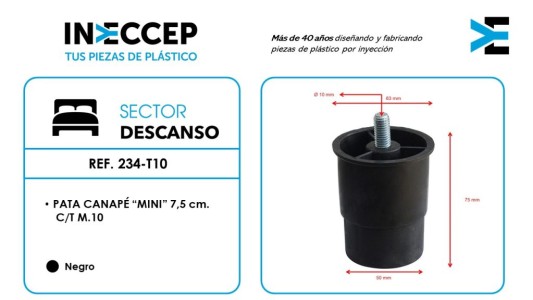 REF.234-T10-PATA CANAPÉ MINI 7,5 CM CT. M.10